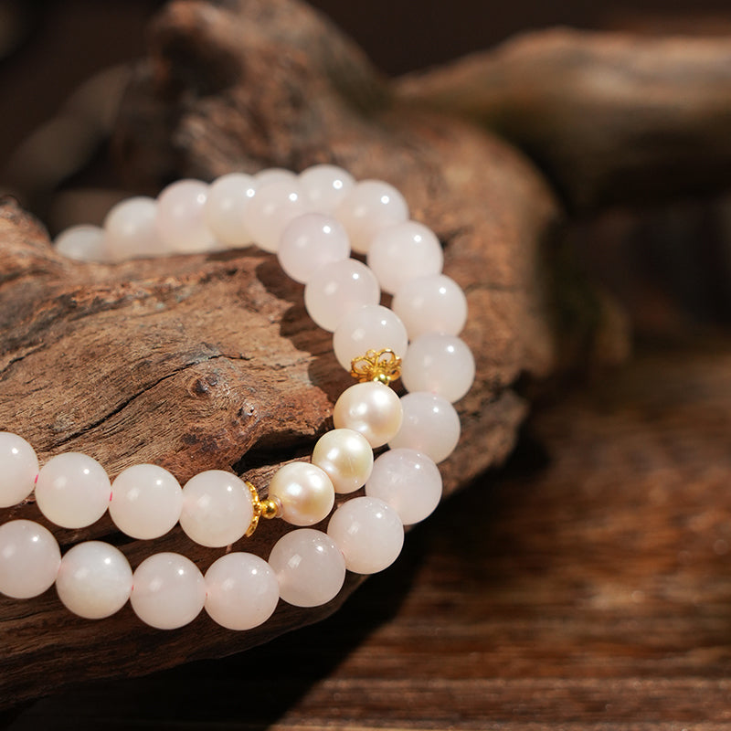 Authentic Qingcheng Mountain Natural Pearl Necklace | Lotus Pink Hetian Jade Gourd Clasp | Versatile Women's Jewelry - Ancient China